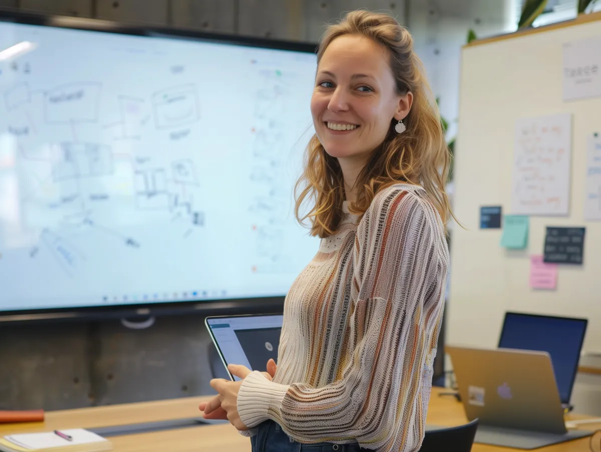 Profesionales jóvenes debatiendo IA